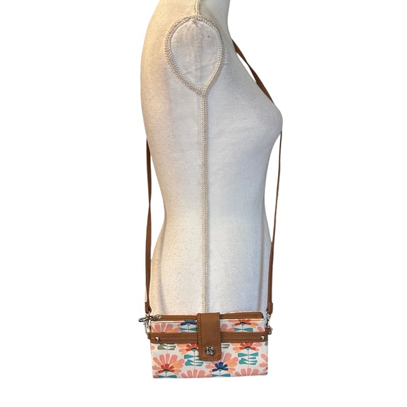 NWOT Relic Crossbody Wallet Mini Shoulder Bag Clutch Floral Print Brown Ivory - Picture 1 of 9
